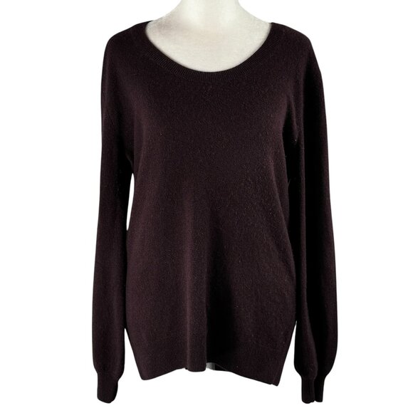 A Beauty! Neiman Marcus Cashmere Collection Jewel Neck Sweater in Auberg… - Picture 1 of 10